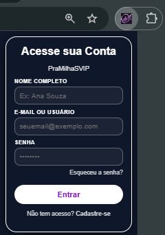 Popup de login da extensão