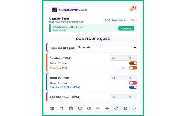 Popup da extensão PraMilhaSVIP no Chrome